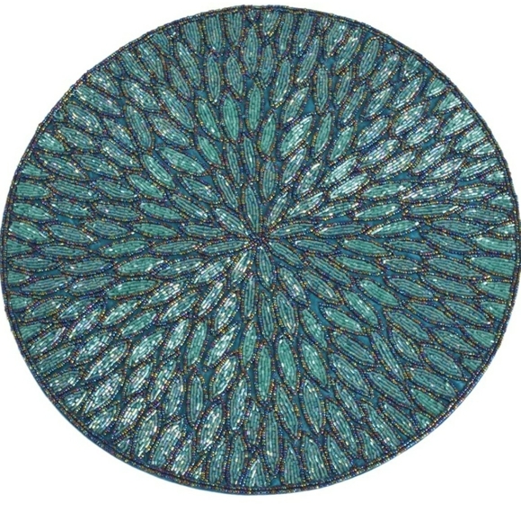 Pier 1 Dining Pier Beaded Aqua 15 Round Peacock Placemat Poshmark